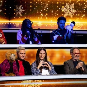 Exclusif - Camille Cerf, Bruno Solo, Jeff Panacloc lors de l'enregistrement de l'émission "100% Logique", présentée par C.Féraud et diffusée le 20 décembre 2025 sur France 2, à Saint Denis, France, le 25 novembre 2025. © Jeremy Melloul/Bestimage