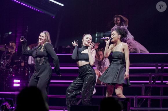 Héléna Bailly, Lénie Vacher et Candice Vernet lors du concert de la Star Academy à Lyon, le 15/03/24. Photo par Sandrine Thesillat / Panoramic