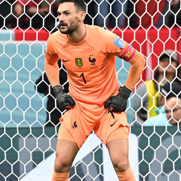 Hugo Lloris au match de demi-finale opposant la France au Maroc lors de la Coupe du Monde 2022 au stade Al-Bayt, à Doha, Qatar, le 14 décembre 2022. La France a gagné 2-0. © Philippe Perusseau/Bestimage
