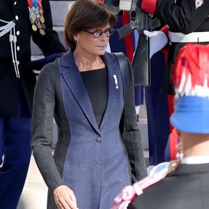 La princesse Stéphanie de Monaco quitte la cathédrale Notre-Dame Immaculée ou la messe solennelle d'action de grâce et un Te Deum ont été célébré à l'occasion de la Fête Nationale de Monaco le 19 novembre 2024. © Dominique Jacovides - Bruno Bebert / Bestimage