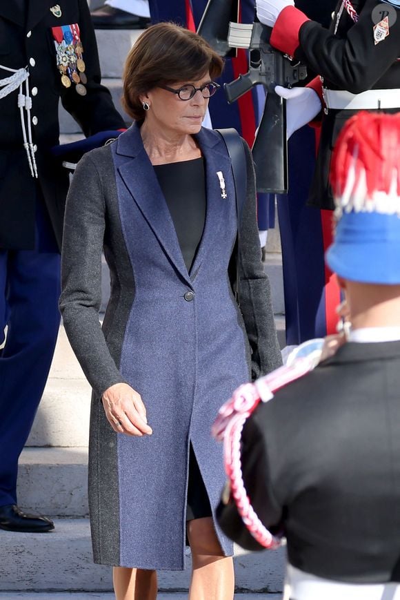 La princesse Stéphanie de Monaco quitte la cathédrale Notre-Dame Immaculée ou la messe solennelle d'action de grâce et un Te Deum ont été célébré à l'occasion de la Fête Nationale de Monaco le 19 novembre 2024. © Dominique Jacovides - Bruno Bebert / Bestimage
