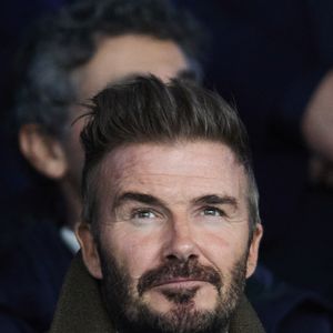 David Beckham - Célébrités assistent au 1/8e de finale aller de la Ligue des champions 2024-25 entre le PSG contre Liverpool (0-1) au Parc des Princes à Paris le 5 mars 2025. © Cyril Moreau/Bestimage
