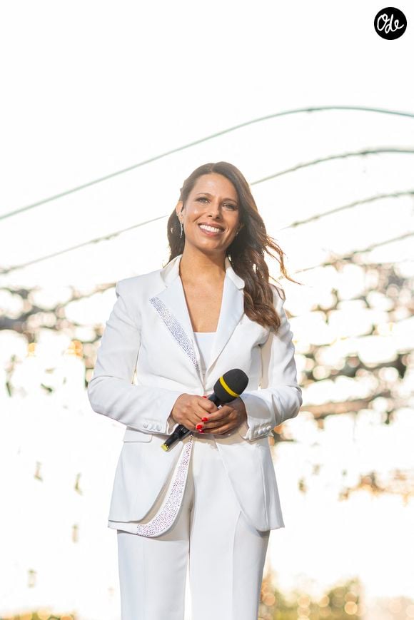 "J'ai donc pris les premières conséquences du réchauffement climatique en pleine face", a-t-elle déclaré. 
Exclusif - Myriam Seurat lors du 10ème anniversaire du "Grand Concert de Paris" au pied de la Tour Eiffel  sur le Champ-de-Mars à Paris, France, le 14 juillet 2023. © Perusseau-Veeren/Bestimage