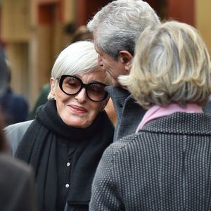 Nicole Croisille et Claude Lelouch durant les obsèques de Francis Lai, le compositeur et musicien niçois spécialiste de musique de films et de chansons, à l'église Sainte Réparate à Nice le 14 novembre 2018. © Bruno Bebert / Bestimage