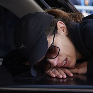 Maïwenn - Sortie des obsèques de Jean-Yves Le Fur en l'église Saint-Roch à Paris, le 6 avril 2024. © Cyril Moreau-Dominique Jacovides/Bestimage