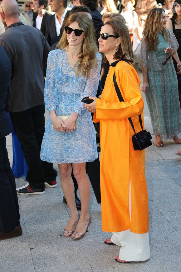 Carole Bouquet et son ex-belle-fille Masha Novoselova - Mariage civil de Thomas Langmann et Celine Bosquet a la mairie de Sartene, en corse du sud, le 21/06/2013, en présence de nombreuses stars