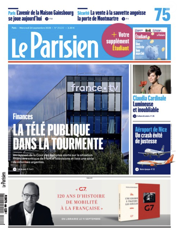 Couverture du "Parisien" en kiosque ce mercredi 24 septembre.