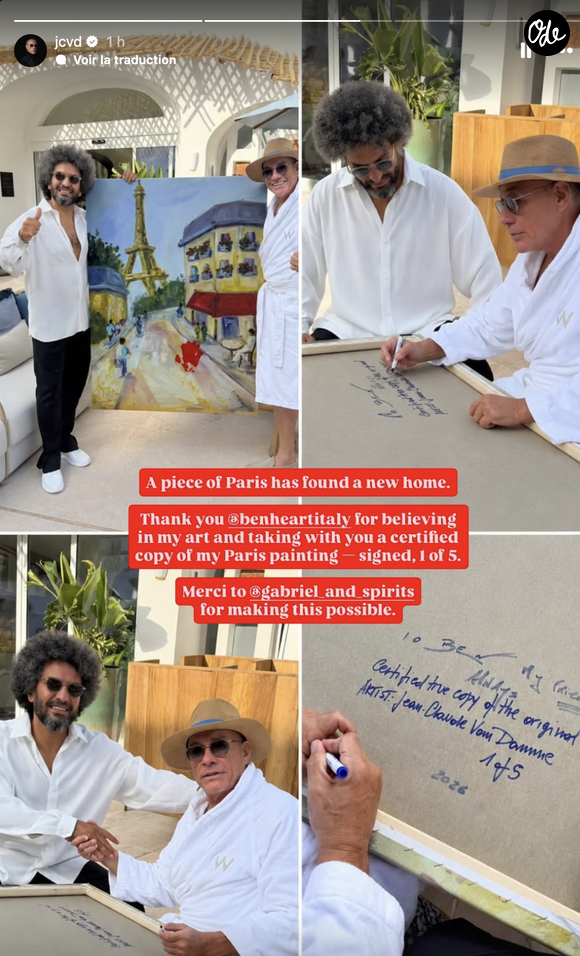 L’ancien champion d’arts martiaux présente désormais ses propres peintures, avec une première exposition organisée à Hong Kong en mars 2026.

Story Instagram Jean-Claude Van Damme 22 août 2026
