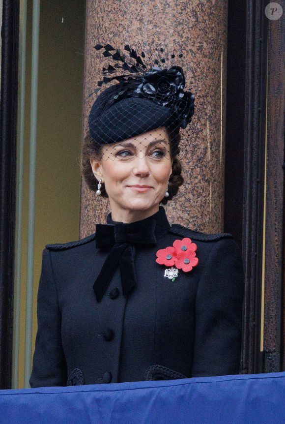 Catherine Kate Middleton, princesse de Galles  honore les disparus des deux guerres mondiales lors de la cérémonie Remembrance Sunday (Dimanche du souvenir) au Cénotaphe à Londres le 10 novembre 2024. Mirrorpix / Bestimage