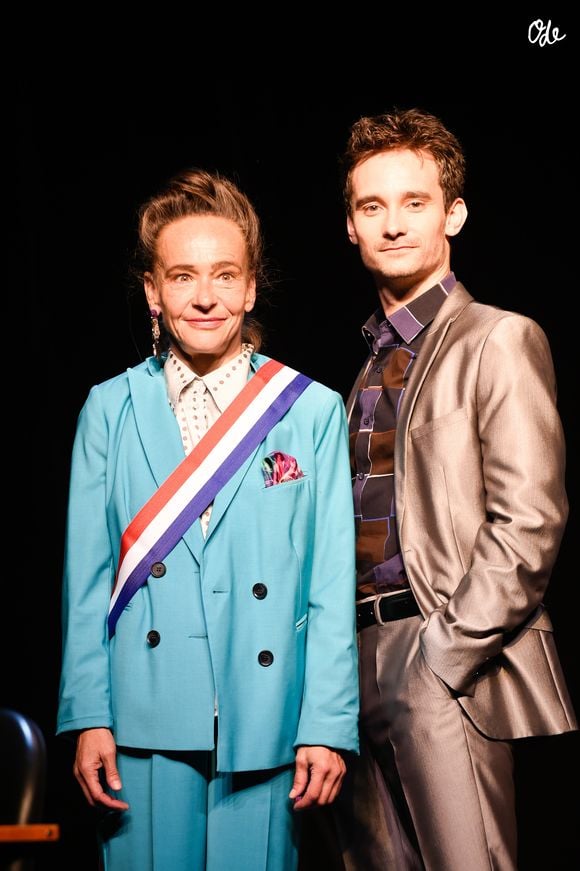 Dominique Frot, Florian Hessique lors du filage de la pièce "Le Bonheur au Quotidien" au théâtre Daunou à Paris le 31 août 2018.

© Coadic Guirec/Bestimage
