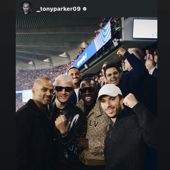 Jamel Debbouze au match qui a opposé PSG et Arsenal avec de nombreuses stars comme DJ Snake, Tony Parker ou Omar Sy. Le 7 mai 2025