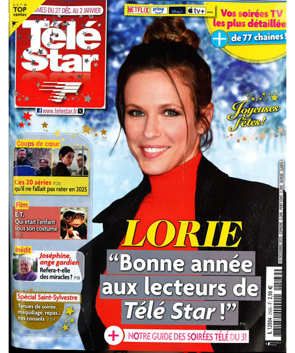 Lorie en couverture du magazine "Télé Star", programmes du 27 décembre au 2 janvier 2025.