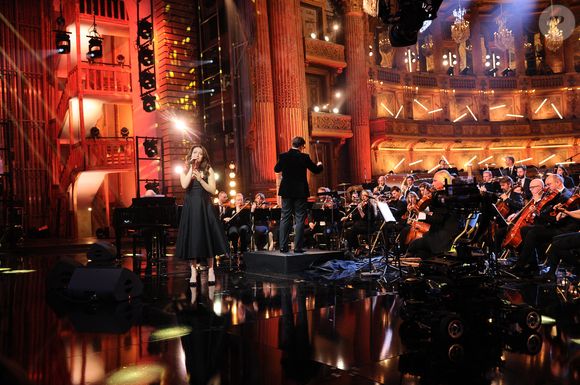 Exclusif - Kristina Aznavour - Enregistrement de l'émission "Le Grand Echiquier : Spéciale Charles Aznavour" à l'Opéra royal de Versailles, présentée par C.Chazal et A.Manoukian, et diffusée sur France 2 le 29 mai 2025. © Guillaume Gaffiot/Bestimage