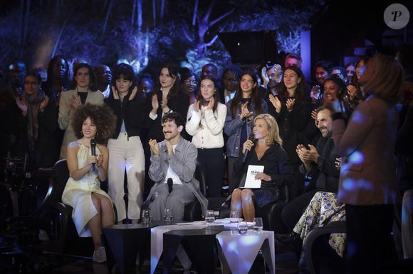 Exclusif - Lubiana, Mehdi Kerkouche, Claire Chazal, André Manoukian lors de l'enregistrement de l'émission "Le Grand Echiquier, Spéciale Afrique", présentée par C.Chazal et A.Manoukian et diffusée le 28 août 2025 sur France 2, à Paris, France, le 14 septembre 2024. © Jack Tribeca/Bestimage