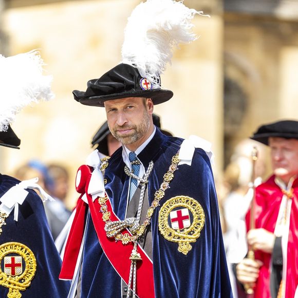 Windsor, ROYAUME-UNI – Des membres de la famille royale britannique lors de la cérémonie annuelle de l’Ordre de la Jarretière à la chapelle Saint-Georges, au château de Windsor.

Sur la photo : le prince William (prince de Galles), Prince of Wales.