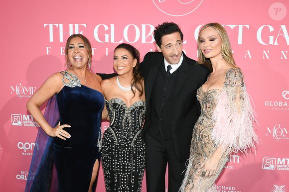 Maria Bravo, Eva Longoria, Adrien Brody et sa compagne Georgina Chapman au photocall de la soirée du "Globa Gift Gala" lors du 78ème Festival International du Film de Cannes, le 19 mai 2025.
© Lionel Urman/Bestimage