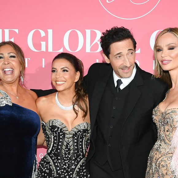 Maria Bravo, Eva Longoria, Adrien Brody et sa compagne Georgina Chapman au photocall de la soirée du "Globa Gift Gala" lors du 78ème Festival International du Film de Cannes, le 19 mai 2025.
© Lionel Urman/Bestimage