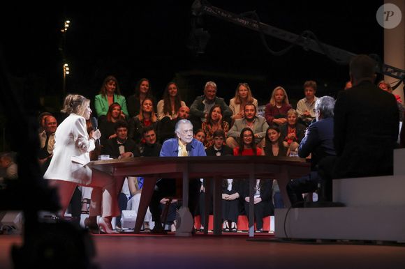 Exclusif - Léa Salamé, Francis Ford Coppola - Plateau de l'émission "Quelle Epoque!" lors du 77ème Festival International du Film de Cannes le 17 mai 2024. © Jack Tribeca/Bestimage