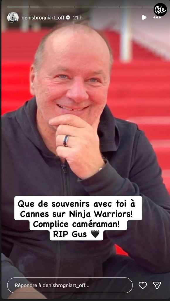 Mardi 25 août 2026, Denis Brogniart a rendu hommage à "Gus" sur Instagram, un cadreur récemment décédé qui notamment officié sur l'émission Ninja Warrior pour TF1.
Crédit : Instagram/denisbrogniart_off