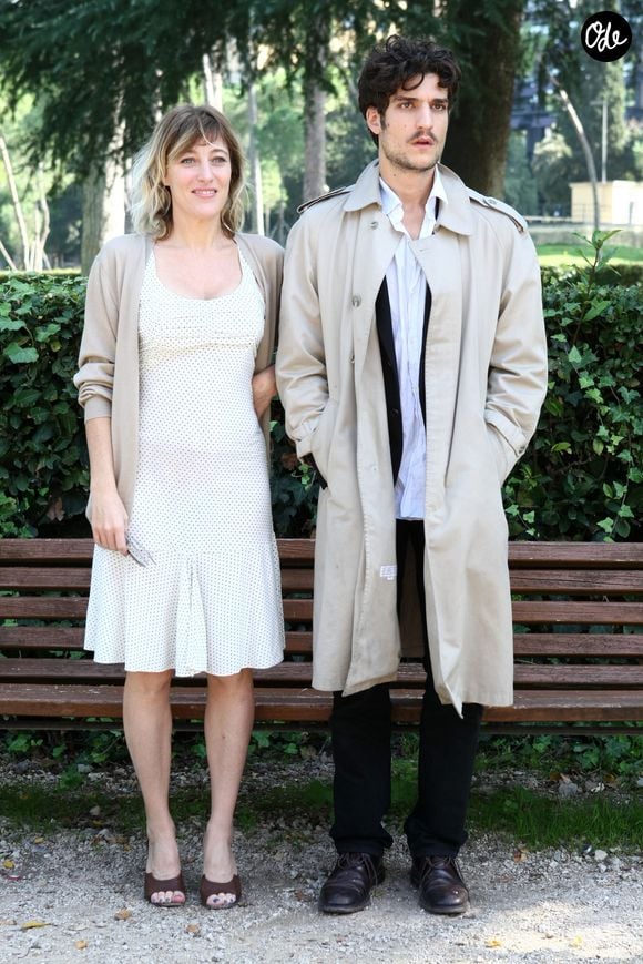 Valeria Bruni Tedeschi et son ex-compagnon Louis Garrel - L'equipe du film "Un Chateau en Italie" de Valeria Bruni Tedeschi a Rome, le 22 Octobre 2013.