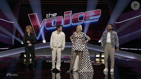 Gwen Stefani, John Legend, Reba McEntire et Niall Horan dans The Voice USA en 2023. Photo par NBC / Backgrid UK via Bestimage