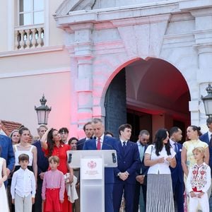 Ben Sylvester Strautmann, Prince Albert II de Monaco, Princesse Gabriella de Monaco, Princesse Charlène de Monaco, Prince Jacques de Monaco, Charlotte Casiraghi, Balthazar Casiraghi-Rassam, Tatiana Santo Domingo, Maximilian Casiraghi, Andrea Casiraghi, Jacques Grimaldi, Gabriella Grimaldi, Louis Ducruet, Marie Ducruet, Pauline Ducruet, Stefano Ercole Carlo Casiraghi, Caroline de Hanovre, Stéphanie de Monaco le 19 juillet 2025 ©Claudia Albuquerque / Bestimage