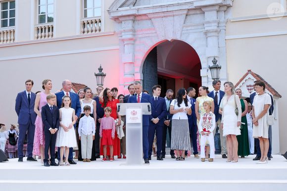 Ben Sylvester Strautmann, Prince Albert II de Monaco, Princesse Gabriella de Monaco, Princesse Charlène de Monaco, Prince Jacques de Monaco, Charlotte Casiraghi, Balthazar Casiraghi-Rassam, Tatiana Santo Domingo, Maximilian Casiraghi, Andrea Casiraghi, Jacques Grimaldi, Gabriella Grimaldi, Louis Ducruet, Marie Ducruet, Pauline Ducruet, Stefano Ercole Carlo Casiraghi, Caroline de Hanovre, Stéphanie de Monaco le 19 juillet 2025 ©Claudia Albuquerque / Bestimage