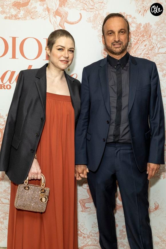 Emilie Dequenne et son mari Michel Ferracci - Photocall du dîner Dior Madame Figaro à la "Terrasse by Albane" sur le rooftop de l'hôtel JW Marriott lors du 77ème Festival International du Film de Cannes le 15 mai 2024. © Olivier Borde/Bestimage  No Web - Belgique et Suisse