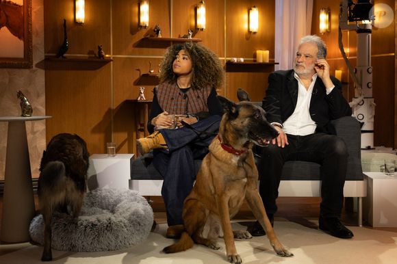 Exclusif - Bernard Montiel, Raphaël Mezrah, Oli. avec Chantal Ladesou et Eric Baratay invités, et Olivia la juriste sur plateau de l'émission "Animalement Vôtre" présentée par Bernard Montiel et diffusée le 8 février 2026 sur France 3, à Paris, France, le 12 janvier 2026. © Julien Sarkissian/Bestimage