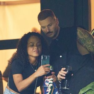 Christina Milian et son mari M. Pokora lors des matchs qualificatifs à l'Euro 2024 au Parc des Prince à Paris le 7 septembre 2023. © Cyril Moreau/Bestimage