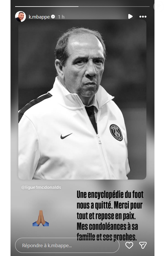 Publication de Kylian Mbappé après la mort de Jean-Louis Gasset