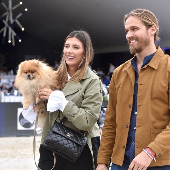 Camille Cerf et son compagnon Théo Fleury - 8e édition du "Longines Paris Eiffel Jumping" au Champ de Mars à Paris, le 25 juin 2022. © Perusseau/Gorassini/Tribeca/Bestimage