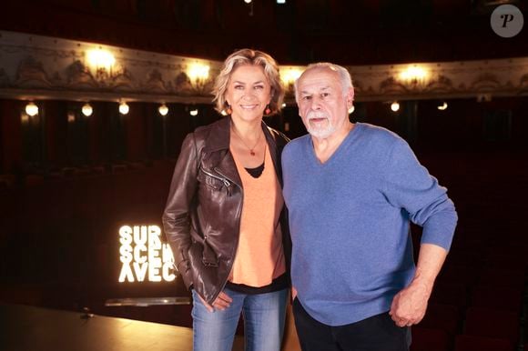 Exclusif - Francis Perrin et Corinne Touzet lors du tournage de "Sur Scène Avec" à Paris le 7 novembre 2024. © Jack Tribeca / Bestimage