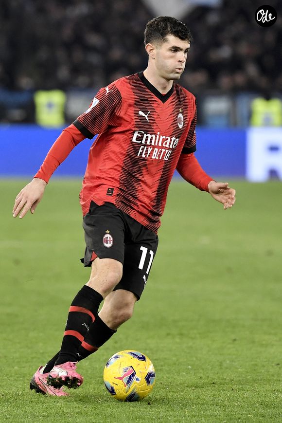 Christian Pulisic, de l'AC Milan, en action lors du match de Serie A opposant la SS Lazio à l'AC Milan au stade Olimpico de Rome (Italie), le 1er mars 2024. L'AC Milan s'est imposé 1-0. © Inside/Panoramic/Bestimage