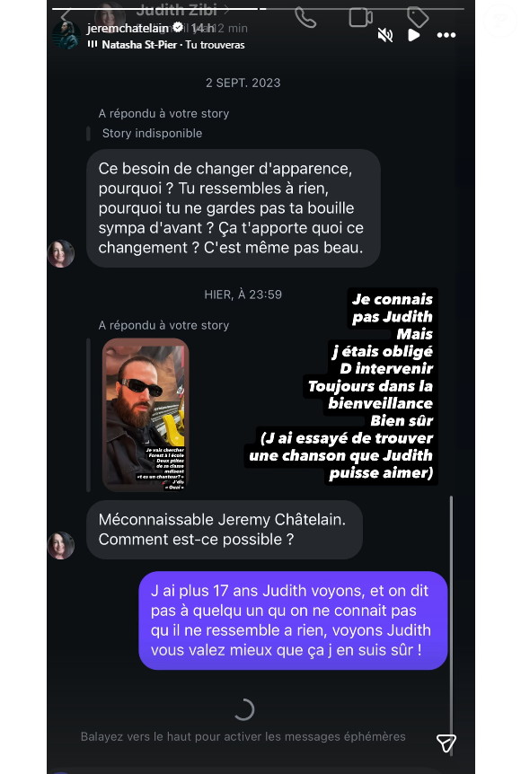 Sur Instagram, une internaute nostalgique a vivement critiqué cette transformation physique inattendue.

Jérémy Châtelain change de look.