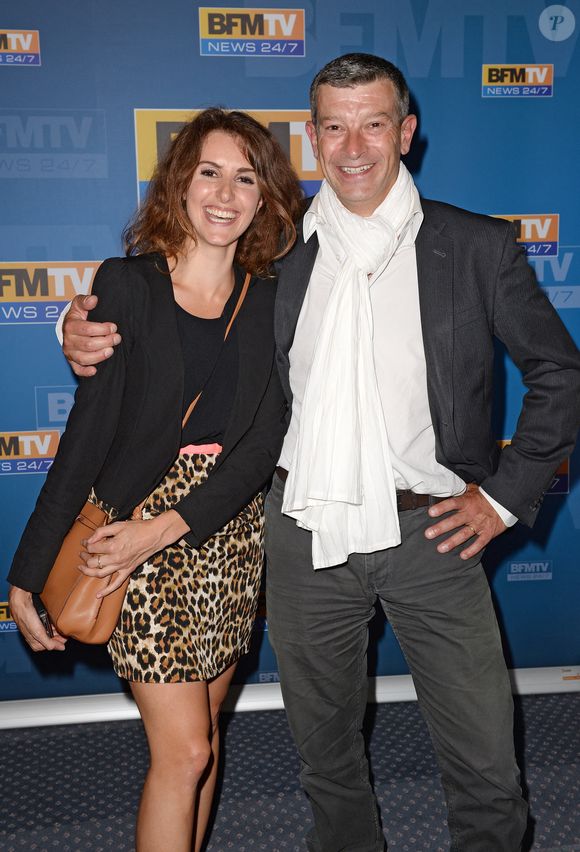 Nicolas Doze et Fanny Agostini lors de la conférence de presse annuelle de BFM qui s'est tenue au Pavillon Kleber à Paris, France, le 27 août 2014. Photo par Pascal Baril/Planete Bleue Images/ABACAPRESS.COM
