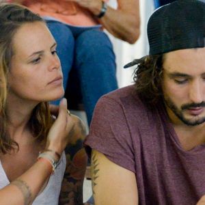 L'ancienne nageuse française Laure Manaudou et le musicien et chanteur français Jeremy Frerot assistent aux championnats de France de natation à Montpellier, France, le 3 avril 2016. Photo by Henri Szwarc/ABACAPRESS.COM