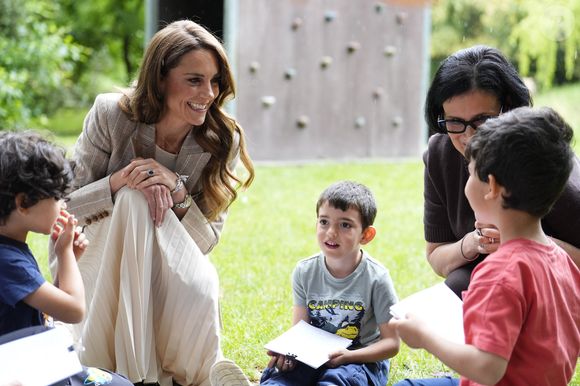 Catherine (Kate) Middleton, princesse de Galles, visite l'école maternelle Salvador Allende à Reggio Emilia (Italie), lors de son voyage consacré à la petite enfance, le 14 mai 2026.
© GOFF / Bestimage