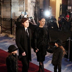 Céline Dion, ses enfants René-Charles Angélil, les jumeaux  Nelson Angélil et Eddy Angélil - Sorties des obsèques nationales de René Angélil en la Basilique Notre-Dame de Montréal, le 22 janvier 2016. © Dominique Jacovides/Bestimage