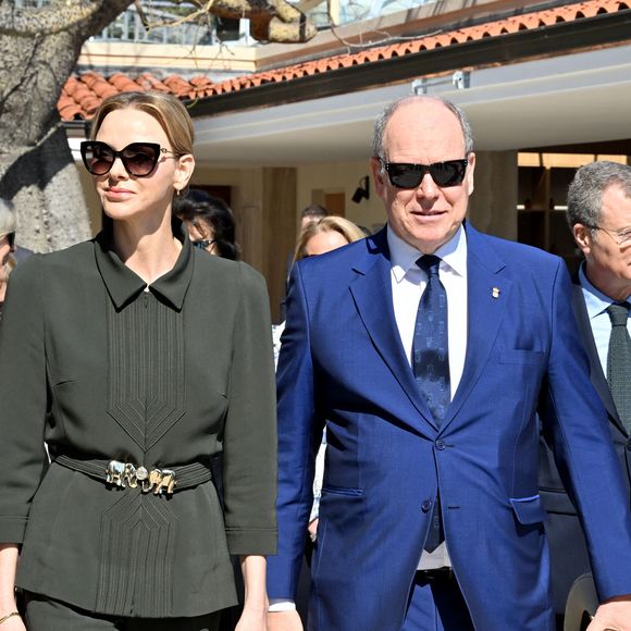 Le prince Albert II de Monaco, sa femme la princesse Charlene et la princesse Caroline de Hanovre ont pu découvrir les travaux d'aménagements réalisés pendant 5 ans au jardin exotique de Monaco avant son ouverture au public le 30 mars.© Bruno Bebert / Bestimage