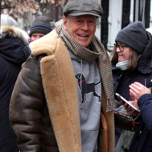 Bruce Willis sur le plateau de tournage de Motherless Brooklyn à New York City, NY, États-Unis, le 6 février 2018. Photo by Jose Perez/INSTARimages/ABACAPRESS.COM