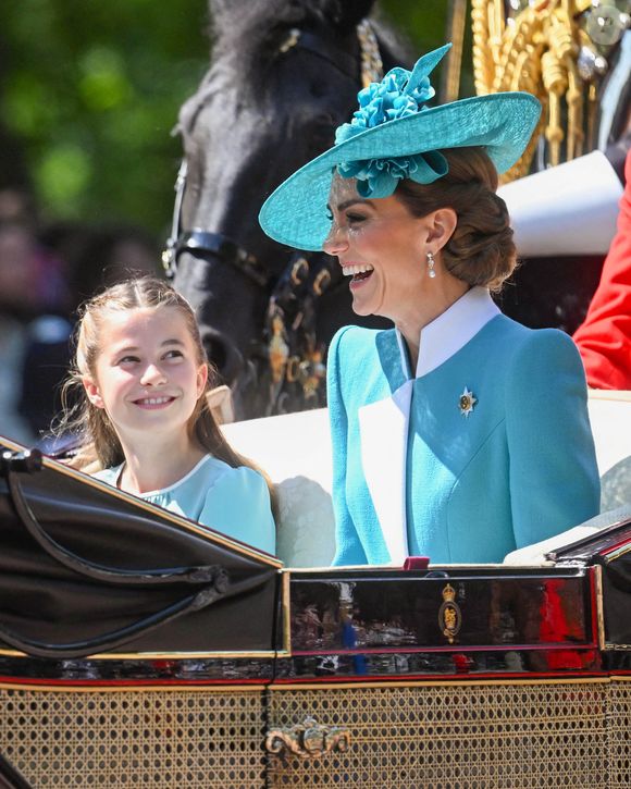 La princesse Charlotte, Catherine, princesse de Galles pendant le défilé des couleurs 2025, à Londres, Royaume-Uni, le 14 juin 2025. Photo by Zak Hussein/Splash News/ABACAPRESS.COM