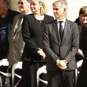 Paul Belmondo et son ex-femme Luana lors de la cérémonie d’hommage national à Jean-Paul Belmondo à l’Hôtel des Invalides à Paris, France, le 9 septembre 2021. © Christophe Aubert  via Bestimage