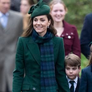 Catherine Kate Middleton, princesse de Galles et son fils, le prince Louis  - 25 December 2024. Le roi Charles III et la reine Camilla, accompagnés des membres de la famille royale, assistent à l'office de Noël à l'église St Mary Magdalene de Sandringham.