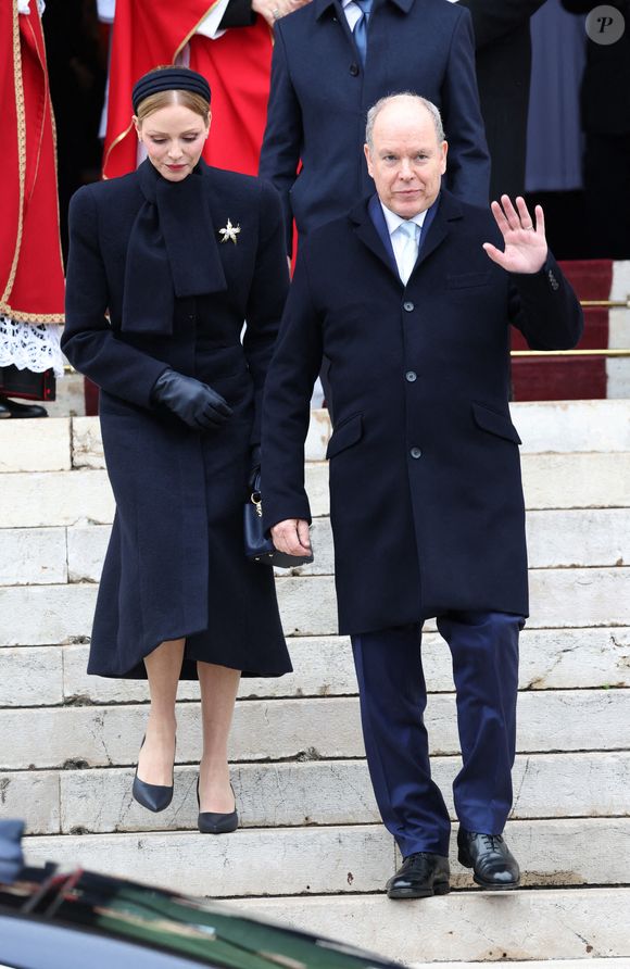 La Princesse Charlène de Monaco et le Prince Albert II de Monaco à la Sainte Dévote à Monaco, le 27 janvier 2026. Photo par Jean-Charles Vinaj/ABACAPRESS.COM