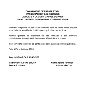 Le communiqué de Stéphane Plaza