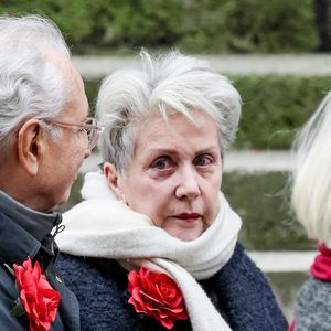 Françoise Laborde - Sortie des obsèques de Catherine Laborde en l’église Saint-Roch à Paris, le 6 février 2025. Décédée le 28 janvier 2025 à l'âge de 73 ans, l'ancienne présentatrice météo de TF1 (1988 - 2017) était atteinte de la maladie neurodégénérative à corps de Lewy. 
© Jacovides - Moreau / Bestimage