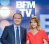 Christophe Delay et Adeline Francois, les presentateurs de la Premiere Edition de BFM TV posent pour une photo de rentree a Paris, France le 25 Aout 2017. Photo by Aurore Marechal/ABACAPRESS.COM