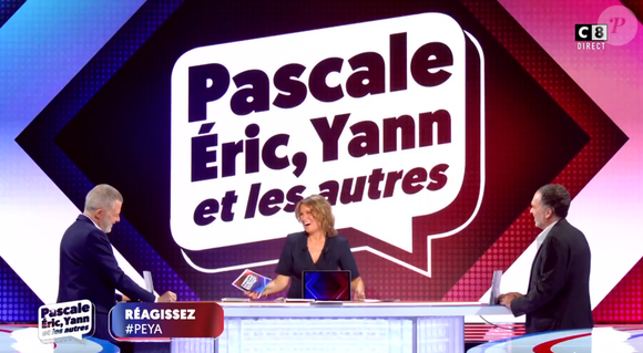 Pascale de La Tour du Pin, Yann Moix et Eric Naulleau sur C8.