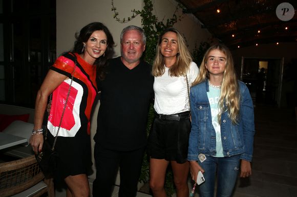 Exclusif - André Boudou, sa femme Adine et leur fille Alcéa lors de la soirée d'inauguration de l'Hôtel Lou Pinet et du restaurant Beefbar à Saint-Tropez le 11 juillet 2020. 
© Dominique Jacovides / Cyril Moreau / Bestimage
